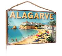Wood Hanging Sign Plaque Algarve Beach Paradise: A Tropical Getaway Wooded Sign Funny Signs For Bathroom Decore For Room(23X35CM)