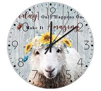 Wood Hanging Wall Clock Silent Non-Ticking Large Numbers Battery Operated Today Only Happens Once Make It Amazing Farmhouse Wall Clocks Art Fun Retro Paint Cute Farm Animal Paintings Coffee Decor
