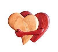 Wood Heart Decor Puzzle - Hearts Wooden Ornament Sculptures, Tiny Hug Tokens Gift | Desktop Table Decoration Accent, Puzzles Special Hand Holding Keepsake with Uniques Woodens Designs for Romant