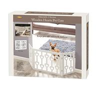 Wood Heart Indoor/Outdoor Solid Freestanding Foldable Adjustable 3-Section Pet Gate