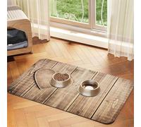 wood heart print Cats Pet Bowl Placemat Pet Feeding Mats for Dogs, Non-Slip PU Leather Tablecloth for Pets
