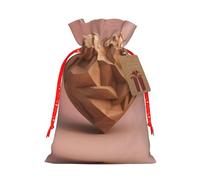 Wood Heart Print Drawstring Pouch For Gifts,Reusable Adorable Gift Bags,Perfect For Jewelry And More