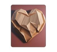 Wood Heart Print Rectangle Mouse Pad, Non-Slip Rubber Base Mouse Pad, 12 X 10 In