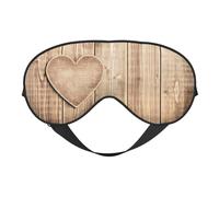 Wood Heart Print Sleep Mask Silk Eye Cover Soft Satin Blindfold Elastic Strap Night Eyeshade Travel Nap for Women Men