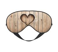 Wood Heart Print Sleep Mask Silk Eye Cover Soft Satin Blindfold Elastic Strap Night Eyeshade Travel Nap for Women Men