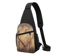 Wood Heart Printed Chest Bag Sling Bag for Men Women, Outdoor Crossbody Fanny Packs Hiking Chest Packs Sport Daypacks
