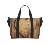 Wood Heart Printed Travel Bag Duffle Bag for Men Women, Large Water Resistant Gym Bag Weekend Holdall Bag with Shoulder Strap