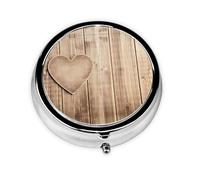 Wood Heart This Small, Round, Three-Compartment Travel Pill Box is Perfect for Storing Daily medications, Vitamins, and on-The-go.