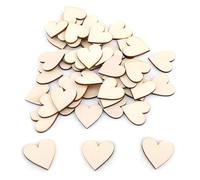 Wood Hearts, 50 Pieces 30mm Rustic Look Wooden Hearts for Crafting Projects, Blank Wood Discs, Unfinished Heart Shaped Wooden for Craft DIY Project Wedding Festivals Background Decoration