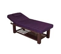 Wood Heavy Duty Stationary Massage Table, Physical Therapy Table Spa Facial Bed with Storage Shelf, for Salon, Clinic & Home Use, 500 lbs Weight Capacity(Purple)