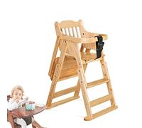 Wood High Chair with Tray, Baby Highchairs, Children High Stool Dining Chair for Babies and Toddlers Portable Kids Folding Chair with Safety Belt Adjustable Height (6 Months to 7 Years) (Color : A)