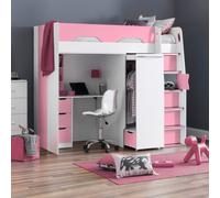 Wood High Sleeper, Pegasus Storage Bed Single, 5 Colour and 4 Mattress Options [EEK: A+++]