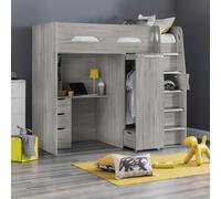 Pegasus Grey Oak Wooden High Sleeper Frame - 3Ft Single