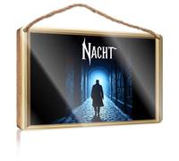 Wood Home Sign Silhouette Walking Down A Dark Cobblestone Tunnel Towards Light Wooded Sign Front Porch Decor Outdoor Wall Decor(23X35CM)