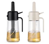 Wood Homing 2-in-1 Oil Spray Brush Bottle - 470ml Glass Olive Oil Dispenser Sprayer Container Pourer with Silicone Brush for Cooking Food-Grade Mister for Kitchen Air Fryer Salad Frying BBQ Baking