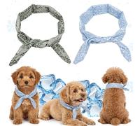 Wood Homing 2 Pack Dog Cooling Bandana - Boho Pet Ice Cooling Collar Neckerchief for Small Medium Dog Cat Puppy Breathable Ice Scarf Instant Chill Neck Warp Tower for Summer Hot Weather (Blue+Green,M)