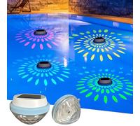 Wood Homing 2 Pack Solar Floating Pond Light - IP67 Waterproof LED Bath Disco Light Underwater with 7 Mode Color Change Sensory Water Feature Lamp Toy for Kid Garden Hot Tub Spa Swim Pool Party Decor