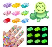 Wood Homing 200Pcs Mini Resin Turtles with Large Glow in The Dark Turtle Storage Box - Miniature Dollhouse Accessories Tiny Animals Figurines for Crafts Fairy Garden Micro Landscape Decoration