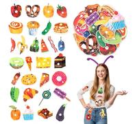 Wood Homing 31PCS Caterpillar Costume Accessories Includes 1 Caterpillar Headband 30 Self Adhesive Felt Fruits Foods Book Character Costume Accessories for First Day of School Halloween Party Supplies