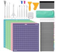 Wood Homing 47PCS Accessories Bundle for Cricut Maker All Explore Air Vinyl Weeding Tools with 12X12 Cutting Mat Scrapers Tweezer Spatula Pens Ruler Remover Piercing Set Storage Bag DIY Craft Supplies