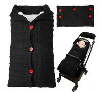 Wood Homing Baby Footmuff for Pushchair Universal - Winter Newborn Stroller Pram Cosy Toe Foot Muff Hand Warmer Glove Washable Soft Knitted Fleece Lined Babiie Buggy Accessories for 0-6 Month (Black)