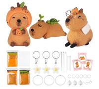 Wood Homing Capybara Needle Felting Kit - 3 Pack Animal DIY Wool Roving Craft Materials Set with Felt Tool Instruction Foam Mat Flower Keyring for Adults Kid Boy Girl Beginners Christmas Birthday Gift