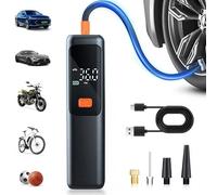 Wood Homing Cordless Car Tyre Inflator Air Compressor - Portable USB Rechargeable Electric Tyre Pump Air Anywhere with Digital Pressure Gauge 150PSI Tool Auto Shutoff Pump for Car Motorcycle Bike Ball