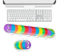 Wood Homing Funny Keyboard & Mouse Wrist Rest Set, Colorful Caterpillar Desktop Accessory Kit, Memory Foam Cute Keyboard Mouse Wrist Rest, Non-Slip Base Hand Cushion for Computer Gaming Office Setup