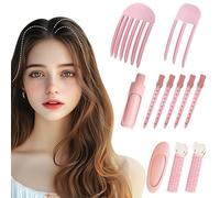Wood Homing Hair Clips Set - 11 Pieces Easy High Crown Volume Root Clips for Fluffy Bangs, No Crease Volumiser Tool Hair Accessories for Women Girls Natural Puffy Lifting Roots Curly (Pink)