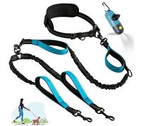 Wood Homing Hands Free Double Dog Lead - Dual Dog Running Leash Splitter for Small Medium Large Dogs, Reflective 2 Dogs Lead with Detachable Wait Belt 4 Padded Handle Bag Holder for Walking Jogging