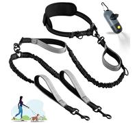 Wood Homing Hands Free Double Dog Lead - Dual Dog Running Leash Splitter for Small Medium Large Dogs, Reflective 2 Dogs Lead with Detachable Wait Belt 4 Padded Handle Bag Holder for Walking Jogging