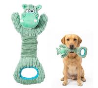 Wood Homing Hippo Plush Dog Toys Squeaky - Interactive Dogs Tug Toy for Small Medium Large Dog Boredom, Soft & Tough Fluffy Puppy Chew Toy with Crinkle Paper Pull Rope for Doggy Enrichment Pet Gift