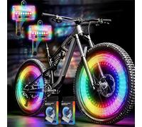 Wood Homing LED Bike Wheel Lights - 2 Tyre Pack Smart Bicycle Spoke Light with 30 Flash Modes Motion Light Sensor Solar USB Rechargeable Waterproof Cycle Accessories for Adult Kid Night Rides Safety