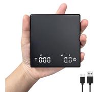 Wood Homing Mini Coffee Scales with Timer - Rechargeable Digital Espresso Weighing Scales with 2kg/0.1g Precision LED Heat Insulation Pad Portable Kitchen Food Scale for Pour Over Lab Jewellery Gold