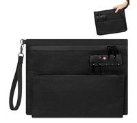 Wood Homing Money Bag with Combination Lock - Security Smell Proof Lockable Bag with Double Layer Strap for Document Cash Holder Large Waterproof Safe Storage Pouch Box for Phone Wallet Key (Black)