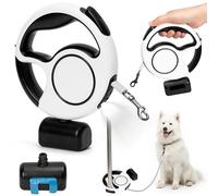 Wood Homing Retractable Dog Lead with Rechargeable Light - 3M Heavy Duty Extendable Dog Leash for Medium Large Dogs up to 40kg/88lbs with One-Button Brake No-Tangle Reflective Strip Poo Bag Dispenser