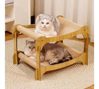 Wood Homing Sisal Cat Scratching Bunk Bed - Wooden Cat Scratch Board Post Double Layer for Indoor Large Medium Small Cats, Pet Scratcher Mat House with Sisal Pad Detachable for Multi Cats Sleep & Play