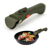 Wood Homing Universal Removable Pan Handle - Detachable Cookware Pot Handle Replacement Heat Resistant Anti Scald Pot Clip with Security Lock One-Handed Operation for Milk Frying Pan Stockpot (Green)