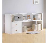 Wood Hutch Bookcase Organizer - Office Desk Bookshelf, Multipurpose Wood Countertop Hutch Bookshelf, Industrial Computer Desk Desktop Shelf, for Home Dorm Office Supplies ( Color : White , Size : 80*1