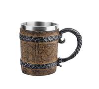 Wood Imitation Barrel Beer Mug, 20oz Pirate Viking Cup Medieval Tavern Wood Tankard for Bar Restaurant Home Decor