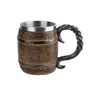 Wood Imitation Barrel Beer Mug, 20oz Pirate Viking Cup Medieval Tavern Wood Tankard for Bar Restaurant Home Decor