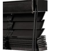 Wood indoor Window Blinds 2" Slats, 16" 24" 28" 34" 40" 48" 52" 55" 62" 68" 70" 76" Cordless Horizontal Shades, Privacy Blackout Wooden Venetian Blind for Bedroom Bathroom Office(Black)