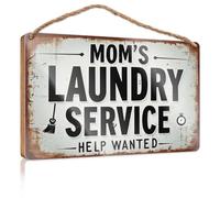 Wood Kitchen Decor Mom'S Laundry Service: Seeking Help Wooden Sign Fun Home Decor Fall Front Door Decor(15X28CM)
