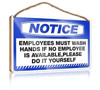Wood Kitchen Decor Notice Employees Must Wash Hands If No Employee Wooden Sign Outdoor Hanging Sign Home Decor Farmhouse(15X28CM)