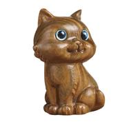 Wood Kitten Figurine, Easy To Maintain, 5.8x3.9x3.2cm, Cute Sitting Cat Sculpture, Miniature Cat Figurine, Vintage Charm Accent, For Home Indoor Office Desk Living Room