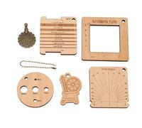 Wood Knitting Gauge Rulers Yarn Measuring Crochet Hook Wrap Guide Board Portable Practical Complete Kit for Knitting Crochet Weaving Spinning Handmade Crafters Beech Wood 7Pcs