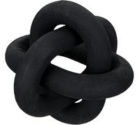 Wood Knot Chain Link Decor - 3 Link Boho Wooden Hand Carved Decorative Wooden Links Knots for Coffee Table Entryway Modern Farmhouse Shelf Decoration (Black)