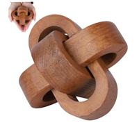 Wood Knot Decor 3.7 Inch 3-Link Modern Boho Wood Chain Link Decor Decorative Wood Chain Knot Decor for Coffee Table Entryway Living Room Bedroom Farmhouse Shelf Decor Walnut Color,Wooden Knot Decor