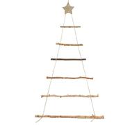 Wood Ladder Christmas Tree 36x21 Inch Hanging Wall Tree with Star Topper 7 Layer DIY Triangular Christmas Decoration for Home, Living Room, or Office