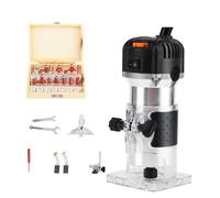 Wood Laminator Router Tool Set, Wood Router, 6 Speed Adjustment, Straight Curved Edge Trimming, 800W Motor, with 15 Milling Cutters & 1 Straight Cutters,B
